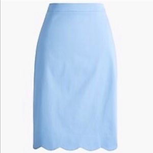 Jcrew light blue scalloped pencil skirt